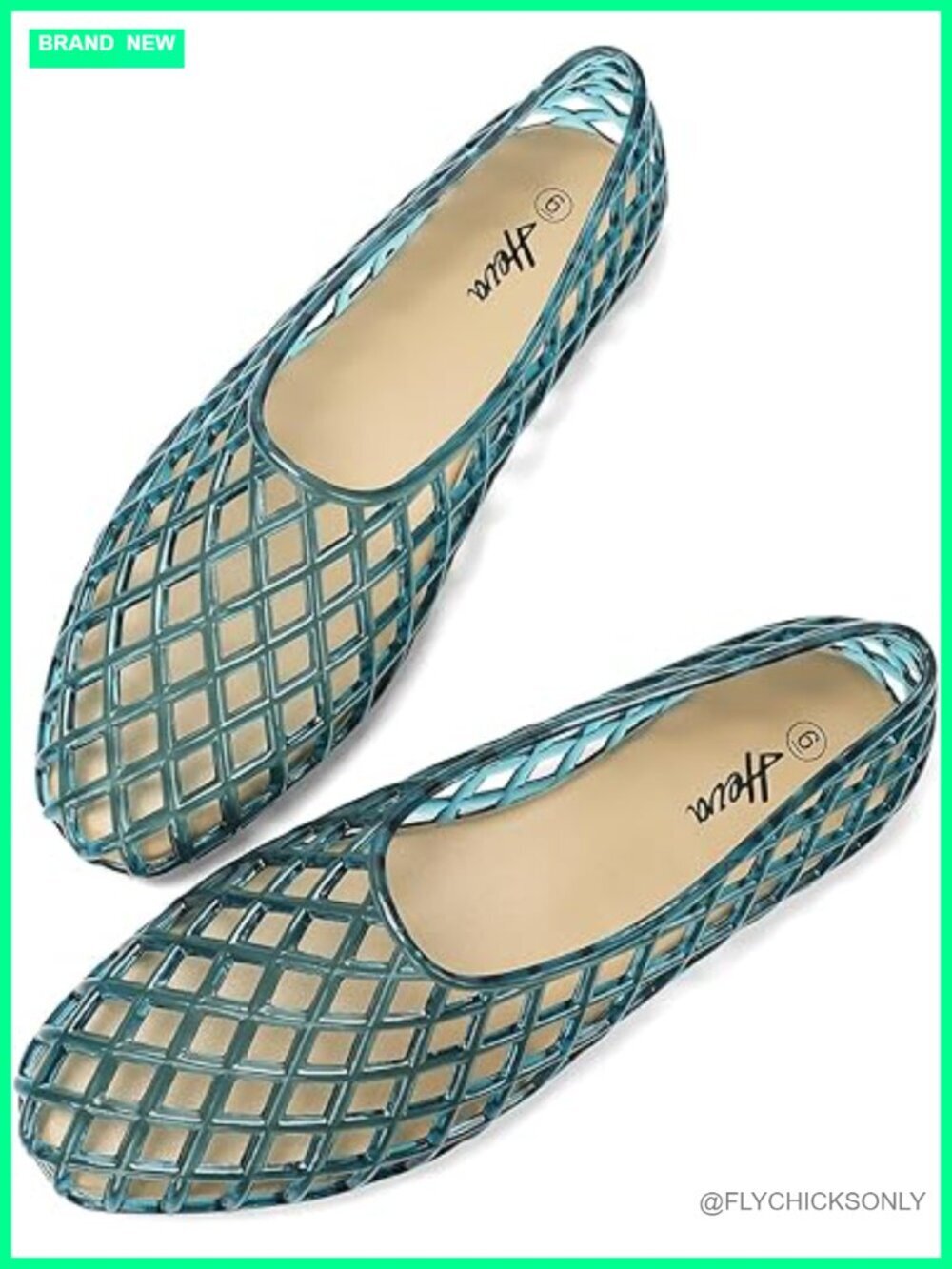 Women's Jelly Mesh Flats Breathable Clear Hollow Shoes Beach Ballet Sandals
